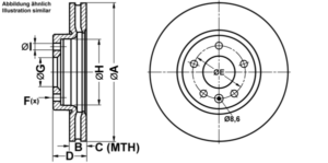ATE Bremsesæt, skivebremser ijf141b3o7 foraksel ventileret 300mm 26mm for VAUXHALL OPEL CHEVROLET