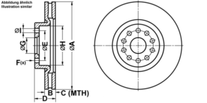 ATE Bremsesæt, skivebremser ijf141b743 foraksel ventileret 310mm 28mm for FIAT