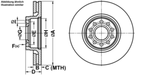 ATE Bremsesæt, skivebremser ijf141bnp5 foraksel ventileret 312mm 25mm for VAG SKODA