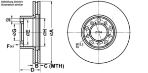 ATE Bremsesæt, skivebremser ijf141bo97 foraksel ventileret 278mm 22mm for MERCEDES-BENZ
