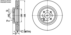 ATE Bremsesæt, skivebremser ijf141boh3 foraksel ventileret 305mm 28mm for FIAT JEEP