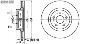 ATE Bremsesæt, skivebremser ijf141bsv5 foraksel ventileret 280mm 23mm for CHRYSLER