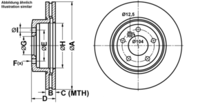 ATE Bremsesæt, skivebremser ijf141bzv1 foraksel ventileret 325mm 25mm for BMW MG