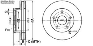 ATE Bremsesæt, skivebremser ijf141c0n9 foraksel ventileret 258mm 28mm for TOYOTA
