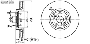 ATE Bremsesæt, skivebremser ijf141c4s5 foraksel ventileret 324mm 28mm for RENAULT