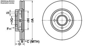 ATE Bremsesæt, skivebremser ijf141cjw3 foraksel ventileret 278mm 23mm for FORD
