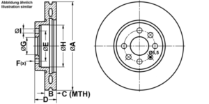 ATE Bremsesæt, skivebremser ijf141coj1 foraksel ventileret 280mm 25mm for OPEL VAUXHALL