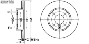 ATE Bremsesæt, skivebremser ijf141czh7 foraksel fuld 240mm 11mm for VAUXHALL OPEL