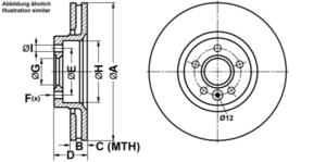 ATE Bremsesæt, skivebremser ijf141d1u1 foraksel ventileret 316mm 28mm for FORD VOLVO LAND ROVER