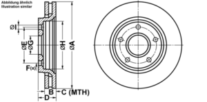 ATE Bremsesæt, skivebremser ijf141d2u5 foraksel ventileret 302mm 28mm for CHRYSLER FIAT JEEP
