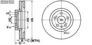 ATE Bremsesæt, skivebremser ijf141d6t5 foraksel ventileret 281mm 26mm for PEUGEOT CITROËN FIAT