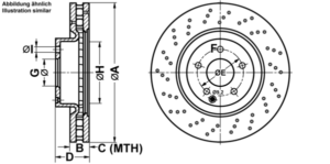 ATE Bremsesæt, skivebremser ijf141d731 foraksel perforeret/ventileret 335mm 32mm for MERCEDES-BENZ