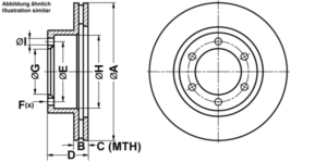 ATE Bremsesæt, skivebremser ijf141da83 foraksel ventileret 319mm 22mm for TOYOTA