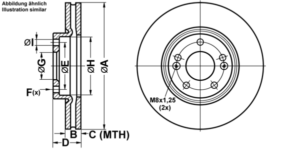 ATE Bremsesæt, skivebremser ijf141dcr3 foraksel ventileret 300mm 28mm for KIA HYUNDAI