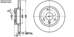 ATE Bremsesæt, skivebremser ijf141dds7 foraksel fuld 238mm 8mm for CITROËN PEUGEOT