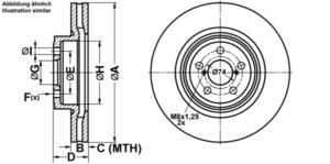 ATE Bremsesæt, skivebremser ijf141dfw5 foraksel ventileret 316mm 30mm for SUBARU