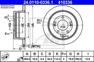 ATE Bremsesæt, skivebremser ijf141gfw2 bagaksel fuld 284mm 10mm for KIA HYUNDAI