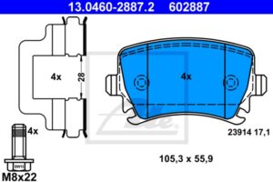 ATE Bremsesæt, skivebremser ijf141hcg6 bagaksel ventileret 310mm 22mm for VAG