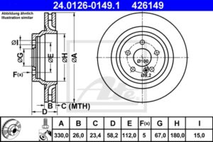 ATE Bremsesæt, skivebremser ijf141ht86 bagaksel ventileret 330mm 26mm for MAYBACH MERCEDES-BENZ