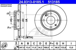 ATE Bremsesæt, skivebremser ijzjsggv69 foraksel fuld 247mm 13mm for PEUGEOT CITROËN