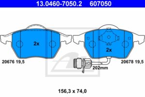 ATE Bremsesæt, skivebremser ijzjsgh570 foraksel ventileret 288mm 25mm for SKODA SEAT VAG