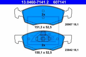 ATE Bremsesæt, skivebremser ijzjsghtr4 foraksel ventileret 257mm 20mm for FIAT
