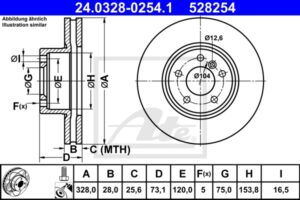 ATE Bremsesæt, skivebremser ijzjsgi330 foraksel ventileret 328mm 28mm for BMW