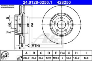 ATE Bremsesæt, skivebremser ijzjsgihl2 foraksel ventileret 300mm 28mm for FORD VOLVO LAND ROVER