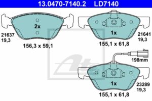 ATE Bremsesæt, skivebremser ijzjsgil38 foraksel ventileret 284mm 22mm for FIAT