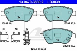 ATE Bremsesæt, skivebremser ijzjsgil94 foraksel ventileret 257mm 22mm for VAUXHALL OPEL FIAT