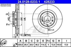 ATE Bremsesæt, skivebremser ijzjsgjkb6 foraksel ventileret 320mm 28mm for MAZDA