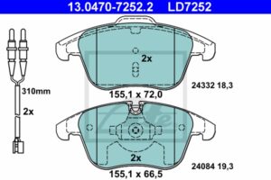 ATE Bremsesæt, skivebremser ijzjsgjln4 foraksel ventileret 304mm 28mm for PEUGEOT CITROËN FIAT TOYOTA