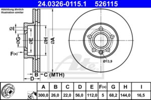 ATE Bremsesæt, skivebremser ijzjsgjpz0 foraksel ventileret 300mm 26mm for FORD VAG SEAT