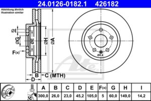ATE Bremsesæt, skivebremser ijzjsgjqz6 foraksel ventileret 300mm 26mm for VAUXHALL OPEL CHEVROLET