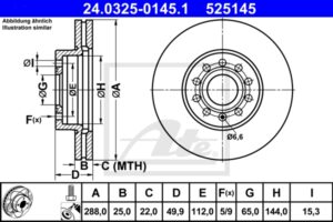ATE Bremsesæt, skivebremser ijzjsgjsb4 foraksel ventileret 288mm 25mm for SEAT VAG SKODA