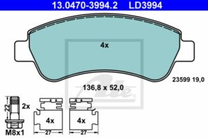 ATE Bremsesæt, skivebremser ijzjsgjzn8 foraksel fuld 266mm 13mm for CITROËN PEUGEOT