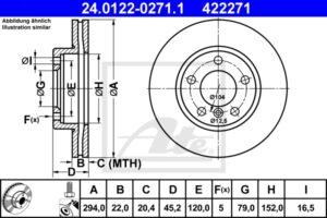 ATE Bremsesæt, skivebremser ijzjsgk0n4 foraksel ventileret 294mm 22mm for MINI