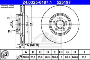 ATE Bremsesæt, skivebremser ijzjsgk2n6 foraksel ventileret 320mm 25mm for VOLVO FORD MAZDA