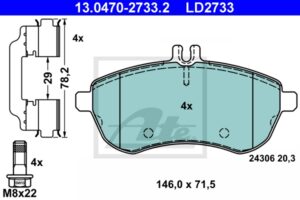ATE Bremsesæt, skivebremser ijzjsgk5b2 foraksel ventileret 288mm 25mm for MERCEDES-BENZ MAYBACH