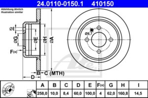 ATE Bremsesæt, skivebremser ijzjsgk8n2 bagaksel fuld 258mm 10mm for BMW