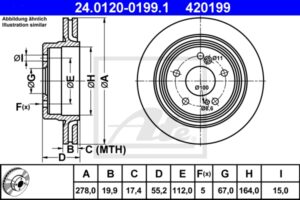ATE Bremsesæt, skivebremser ijzjsgkkz6 bagaksel ventileret 278mm 19mm for MERCEDES-BENZ
