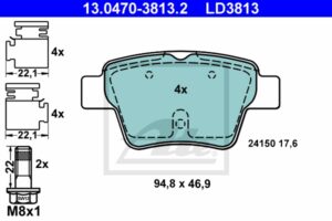 ATE Bremsesæt, skivebremser ijzjsgknb0 bagaksel fuld 249mm 9mm for PEUGEOT CITROËN VAUXHALL