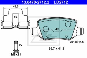 ATE Bremsesæt, skivebremser ijzjsgksb0 bagaksel fuld 258mm 8mm for MERCEDES-BENZ