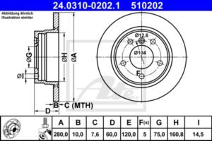 ATE Bremsesæt, skivebremser ijzjsglbz8 bagaksel fuld 280mm 10mm for SAAB BMW ROVER