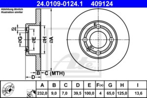 ATE Bremsesæt, skivebremser ijzjsglct8 bagaksel fuld 232mm 9mm for SKODA VAG SEAT