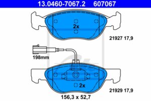 ATE Bremsesæt, skivebremser ik3ebymt76 foraksel ventileret 257mm 20mm for FIAT