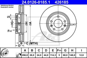 ATE Bremsesæt, skivebremser ik3ebymvz7 foraksel ventileret 296mm 26mm for RENAULT NISSAN