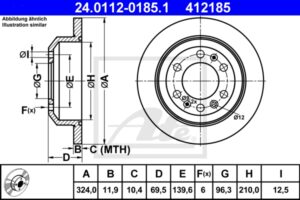 ATE Bremsesæt, skivebremser ik3ebyn9o3 bagaksel fuld 324mm 11mm for KIA HYUNDAI