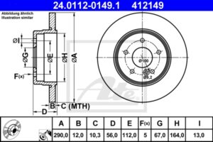 ATE Bremsesæt, skivebremser ik3ebyncd5 bagaksel fuld 290mm 12mm for MERCEDES-BENZ CHRYSLER