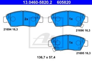 ATE Bremsesæt, skivebremser sg000009aq foraksel ventileret 240mm 21mm for HONDA